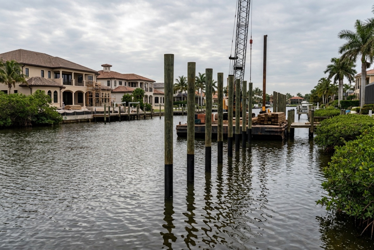 Pilings in Naples, FL — Florida Lifts & Docks