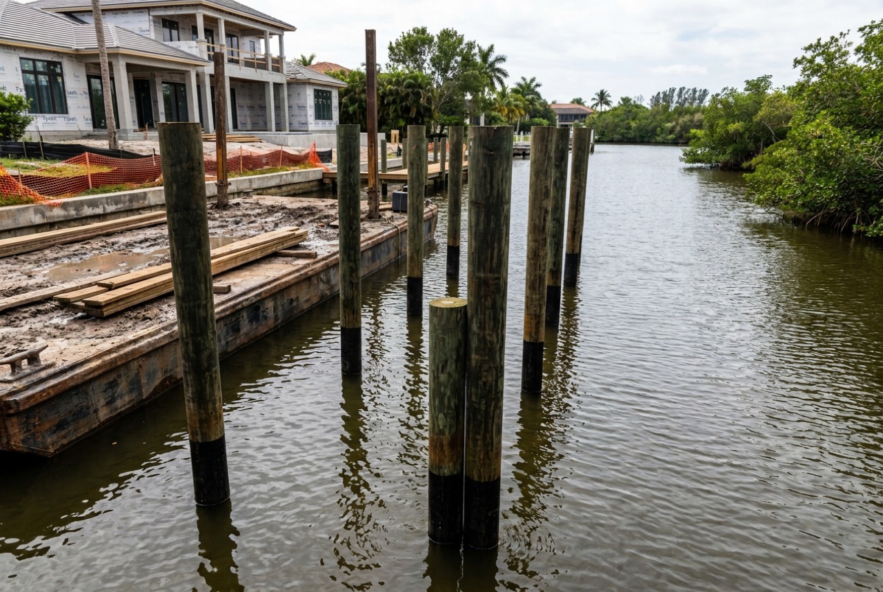 Pilings in Port Royal, FL — Florida Lifts & Docks